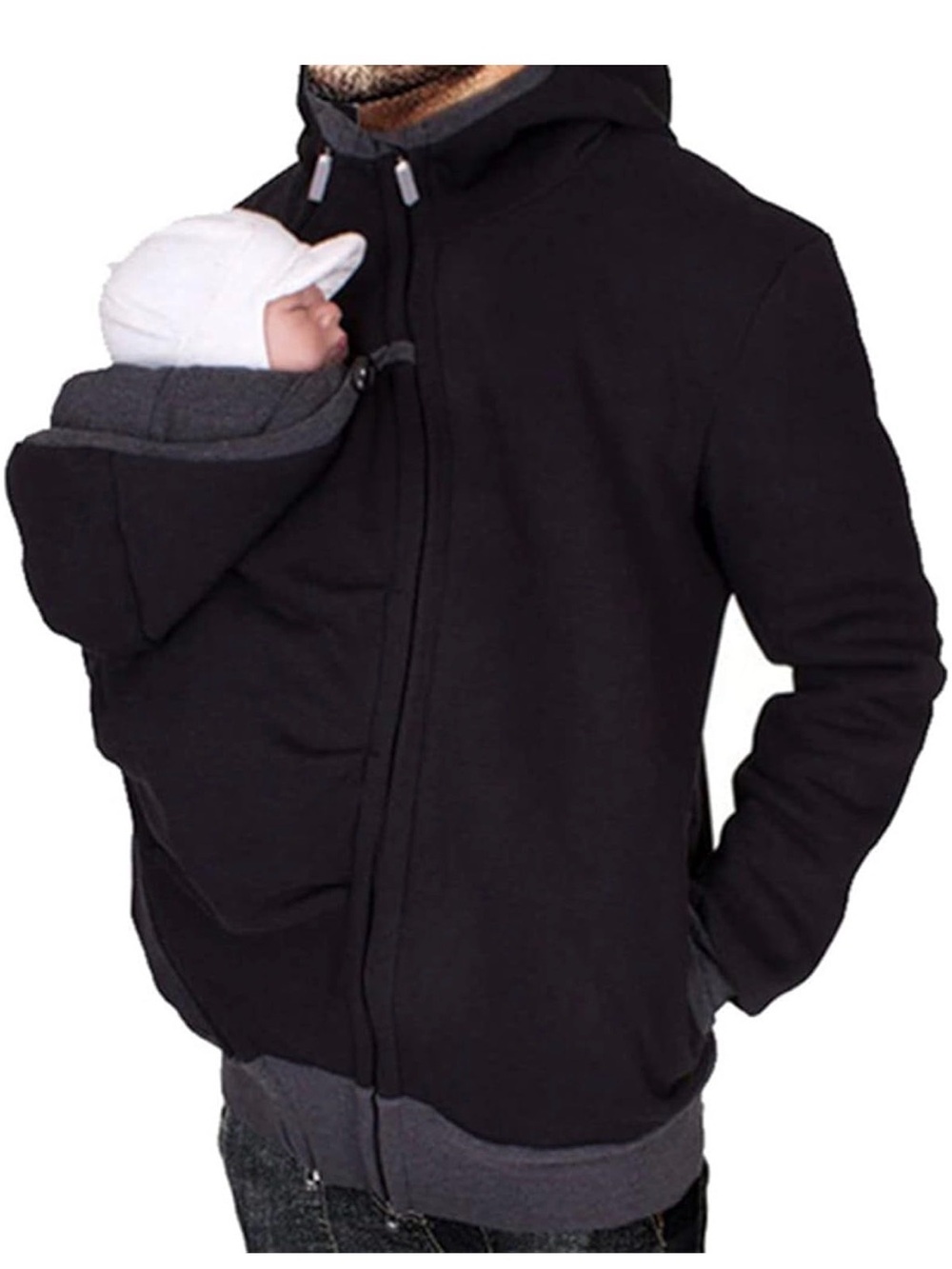 Black Babywearing Hoodie with Baby Insert